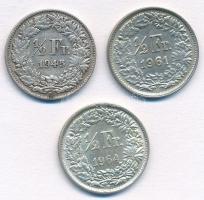Svájc 1945-1964. 1/2Fr Ag (3xklf) T:1-,2,2- Switzerland 1945-1964. 1/2 Francs Ag (3xdiff) C:AU,XF,VF