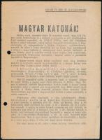 cca 1944-1945 Magyar katonák! - II. világháborús röplap, mely az oroszokhoz való átállásra biztatja a magyar katonákat, lyukasztott