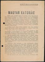 cca 1944-1945 "Magyar katonák!" - II. világháborús röplap, mely az oroszokhoz való átállásra biztatja  a magyar katonákat, lyukasztott