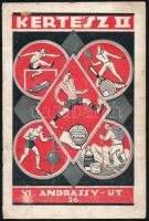 cca 1920-1930 Kertész II. sport árjegyzéke., benne football kellékekkel, mezekkel, cipőkkel, labdákkal...stb. Bp., Arany János-ny., a borítón kis szakadással, 8 sztl. lev.