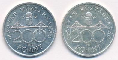 1992. 200Ft Ag "MNB" (2x) T:1-,2 Adamo F13