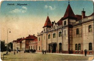 1915 Szolnok, Pályaudvar, vasútállomás (kopott sarkak / worn corners)