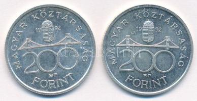1992. 200Ft Ag "MNB" (2x) T:1-,2 Adamo F13