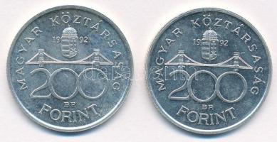 1992. 200Ft Ag "MNB" (2x) T:1-,2 Adamo F13