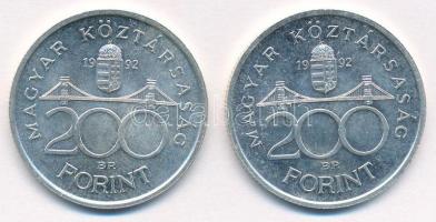 1992. 200Ft Ag "MNB" (2x) T:1-,2 Adamo F13