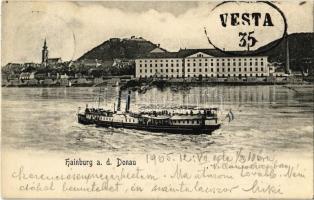 Vesta oldalkerekes gőzhajó Hainburg an der Donau-nál / Hungarian passenger steamship in Hainburg an der Donau