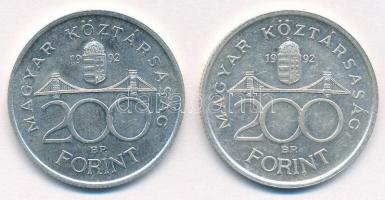 1992. 200Ft Ag "MNB" (2x) T:1-,2 Adamo F13