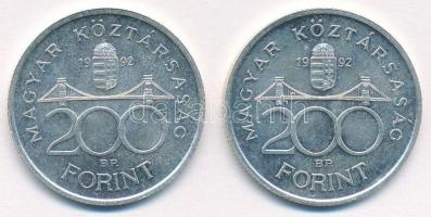1992. 200Ft Ag "MNB" (2x) T:1-,2 Adamo F13