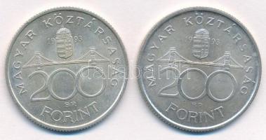 1993. 200Ft Ag "MNB" (2x) T:1-,2 Adamo F13