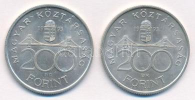 1993. 200Ft Ag "MNB" (2x) T:1-,2 Adamo F13