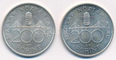 1993. 200Ft Ag "MNB" (2x) T:2 Adamo F13