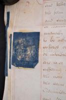1798 Angol nyelvű szerződés (megegyezés) birtokügyben, pergamen, négy oklevél összefűzve, rányomott ...
