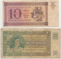 Szlovákia 1939. 10K + 1943. 10K T:IV,III
Slovakia 1939. 10 Korun + 1943. 10 Korun C:G,F
Krause 4.a...