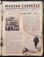 1938-1944 Magyar Cserkész kb. 70-80 db száma. Nagyrészt, szakadt, sérült, hiányos borítókkal, vagy b...