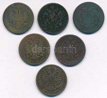 1858B 1kr Cu + 1860B 1kr Cu + 1861B 1kr Cu + 1862B 1kr Cu + 1859E 1kr Cu + 1862E 1kr Cu T:2-3