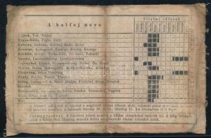 1897 Halászjegy megviselt állapotban