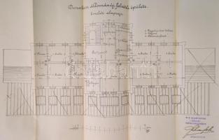1893 Dunakeszi vasútállomás felvételi épületének tervei 2 db. Aláírt. 51x36 cm