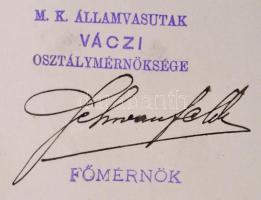 1893 Dunakeszi vasútállomás felvételi épületének tervei 2 db. Aláírt. 51x36 cm