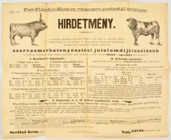 1902 Pest megyei szarvasmarha vásár és verseny és kiállítás plakátja. 50x40 cm