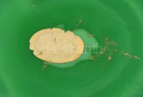 Cseh Bohemia art deco váza, tervező:Curt Schlevogt, malachit üveg, formába öntött, jelzett (kopott),...