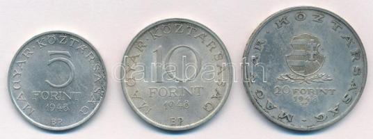 1948. 5Ft Ag "Petőfi" + 10Ft Ag "Széchenyi" + 20Ft Ag "Táncsics" - &qu...