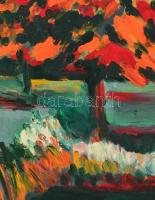 Schéner Mihály (1923-2009): Őszi lombok. Olaj, farost, jelzett, 70×50 cm