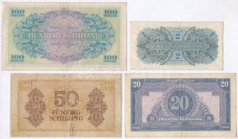 Ausztria / Szövetséges megszállás 1944. 2Sch + 20Sch + 50Sch + 100Sch sorozatjel vonal nélkül T:III
...