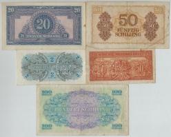 Ausztria / Szövetséges megszállás 1944. 50g + 2Sch + 20Sch + 50Sch + 100Sch sorozatjel vonal nélkül ...