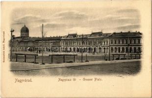 Nagyvárad, Oradea; Nagypiac tér, zsinagóga, üzletek. Kiadja Sonnenfeld Adolf / Grosser Platz / market square, synagogue, shops (EK)