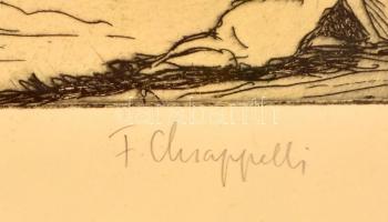 Francesco Chiappelli (1890-1947): Firenze. Rézkarc, papír, jelzett, üvegezett keretben, 35×29 cm