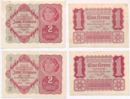 Ausztria 1922. 1K (2x) + 2K (2x) T:I- Austria 1922. 1 Krone (2x) + 2 Kronen (2x) C:AU