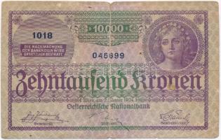 Ausztria 1924. 10.000K T:III- szakadás, ragasztás Austria 1924. 10.000 Kronen C:VG tear, taped