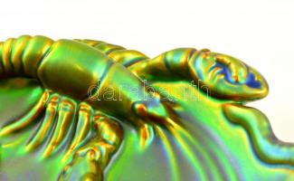 Zsolnay eozin mázas rákos tálka, jelzett, apró kopásokkal, d: 15 cm