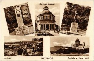 Esztergom, Sobieski emlékmű, Szent Anna templom, Balassa szobor, látkép, Bazilika a Duna felől. Látogassuk Esztergomot, a magyar Rómát turisztikai reklámlap