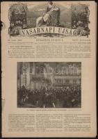 1888 Vasárnapi Újság 4 száma, XXXV. évf. 27-30., 1888. július 1-22. Körbevágott, egykori összefűzés nyomaival, lapszéli hiánnyal.
