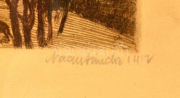 Nagy Sándor (1869-1950): Konstantinápoly. Rézkarc, papír, jelzett, üvegezett keretben, 13,5×21,5 cm