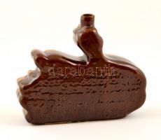 Schéner Mihály (1923-2009): Tényér formájú butykos, mázas kerámia, alján lepattanással, jelzett 18×1...