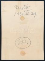 1931. március 29. Budapest, Kinszki Imre (1901-1945) budapesti fotóművész által feliratozott vintage...