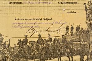1882 Honvéd végelbocsájtó levél 50x35 cm Szakadásokkal
