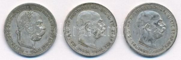 Ausztria 1901-1915. 1K Ag Ferenc József (3xklf) T:2 Austria 1901-1915. 1 Corona Ag Franz Joseph (3xdiff) C:XF