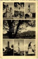 1942 Celldömölk, Római katolikus templom, Evangélikus templom, Országzászló, Hősök szobra, emlékmű, Trianoni kereszt (EK)