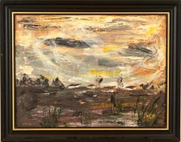 Debre Györgyi (1968-): Csendesül a vihar. Olaj, vászon, jelzett, keretben, 30×40 cm