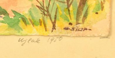 Sostarics Lajos (1896-1968): Óbuda Újlak utca 1950. Akvarell, papír, jelzett, 21×30 cm