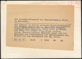 1942 Enzo Galbiati fasiszta tábornok látogatása németországi katonai felvonuláson, sajtófotó, hátulj...