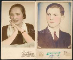 cca 1936 Kézzel színezett fotók, 3 db vintage fénykép, 13,5x8 cm és 23,3x17,4 cm