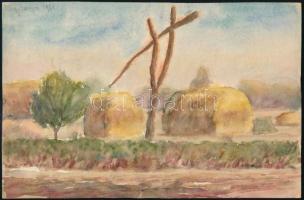 Sostarics Lajos (1896-1968):Városliget. Akvarell, papír, jelzett, 27,5×18 cm