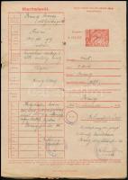 cca 1940-1950 3 db marhalevél, részben felülnyomással