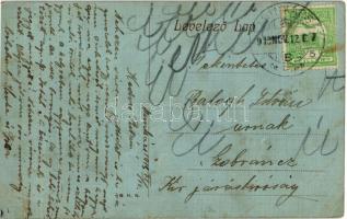 1913 Beregszász, Berehove; Üdvözlet a hegyekből! Vígan élj és ne búsulj! Montázs boros hordókkal és ...