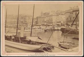 cca 1890 Marseille kikötője, vintage fotó, 16,5x11 cm
