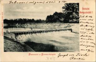 1901 Beregszász, Berehove; Duzzasztó a Borzsa folyón. Auer Károly kiadása / dam of Borzhava river